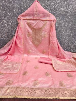  pink weaving jacquard dress material 4