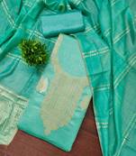 Women's sea green weaving jacquard dress material