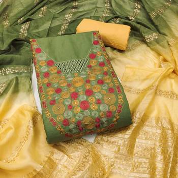  green embroidered neck cotton dress material 1