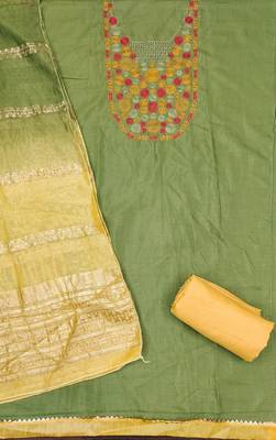  green embroidered neck cotton dress material 2