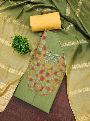  green embroidered neck cotton dress material 4