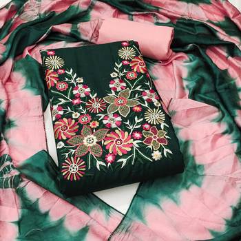  green embroidered neck cotton dress material 1