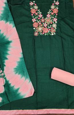  green embroidered neck cotton dress material 2