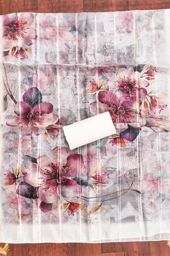  white embroidered neck silk dress material