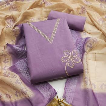  levender thread embroidery silk dress material 1
