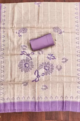  levender thread embroidery silk dress material