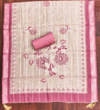  pink thread embroidery silk dress material 4