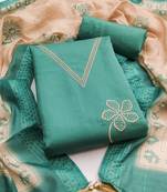  sea green thread embroidery silk dress material