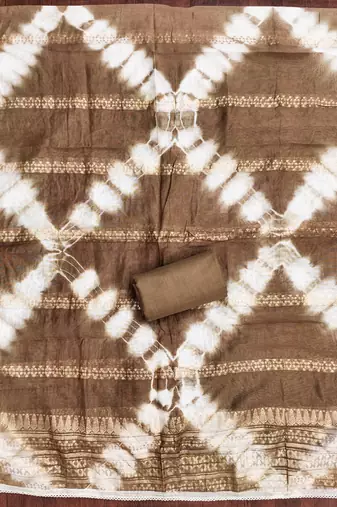  brown thread embroidery cotton dress material