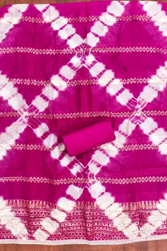  pink thread embroidery cotton dress material