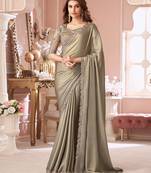 Tussar Silk Embroidery With Sequence Work Saree with Unstitched Blouse