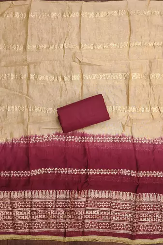  maroon embroidery slub cotton dress material