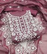 Women's wine thread embroidery chanderi dress material
