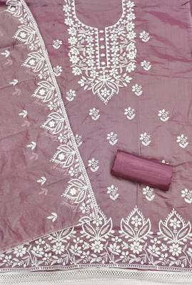  wine thread embroidery chanderi dress material 2