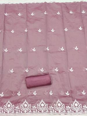  wine thread embroidery chanderi dress material 4