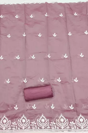  wine thread embroidery chanderi dress material