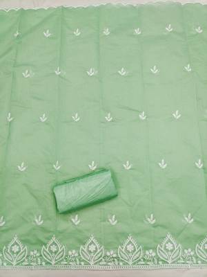  green thread embroidery chanderi dress material 4