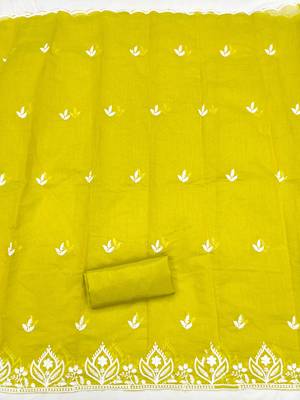  mehandi thread embroidery chanderi dress material 4