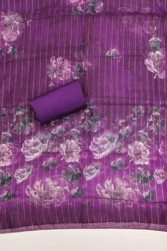  levender thread embroidery silk dress material