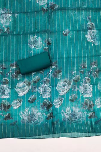  sea green thread embroidery silk dress material