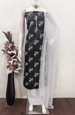  black printed cotton slub dress material 3