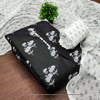  black printed cotton slub dress material 4