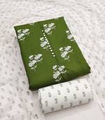 Women's mehandi designer print cotton dress material