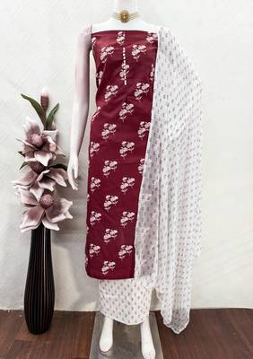  maroon designer print cotton dress material 3