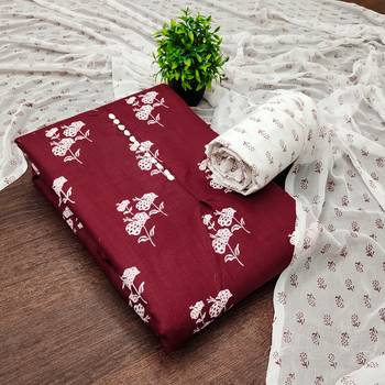  maroon designer print cotton dress material 4