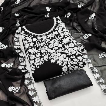  black embroidery georgette dress material 1