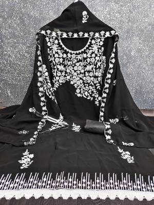  black embroidery georgette dress material 2