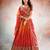 RED ORANGE DIGITAL PRINT ORGANZA LEHENGA CHOLI WITH DUPATTA