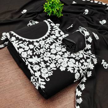  black embroidery georgette dress material 3