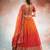 RED ORANGE DIGITAL PRINT ORGANZA LEHENGA CHOLI WITH DUPATTA