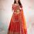 RED ORANGE DIGITAL PRINT ORGANZA LEHENGA CHOLI WITH DUPATTA