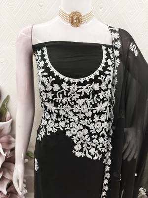  black embroidery georgette dress material 4
