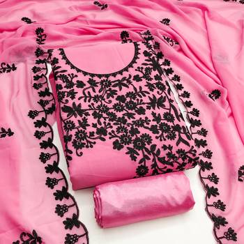  baby pink embroidery georgette dress material 1