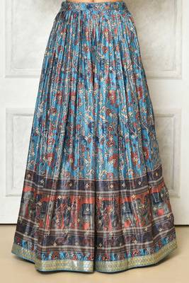 SKY BLUE DIGITAL PRINT AND EMBROIDERY CHINNON SILK LEHENGA CHOLI WITH DUPATTA 5