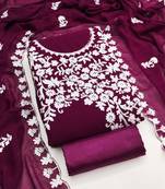  voilet embroidery georgette dress material