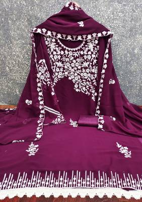  voilet embroidery georgette dress material 2