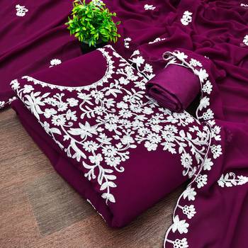  voilet embroidery georgette dress material 3