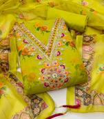 Women's green embroidery modal dress material