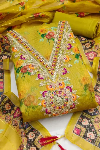  green embroidery modal dress material