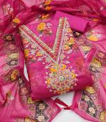 Women's pink embroidery digital modal dress material