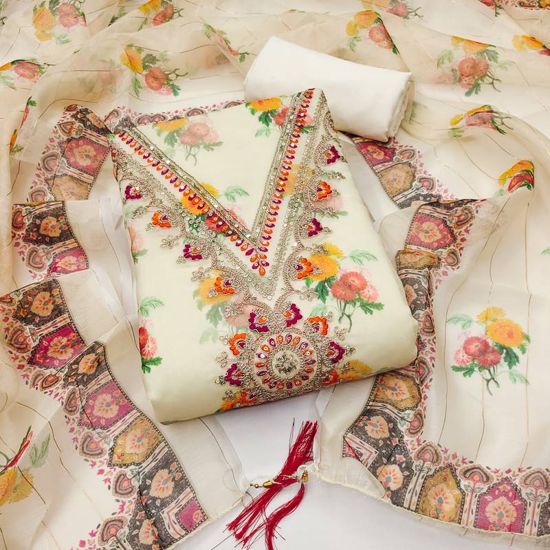 Women's embroidery digital print modal dress material