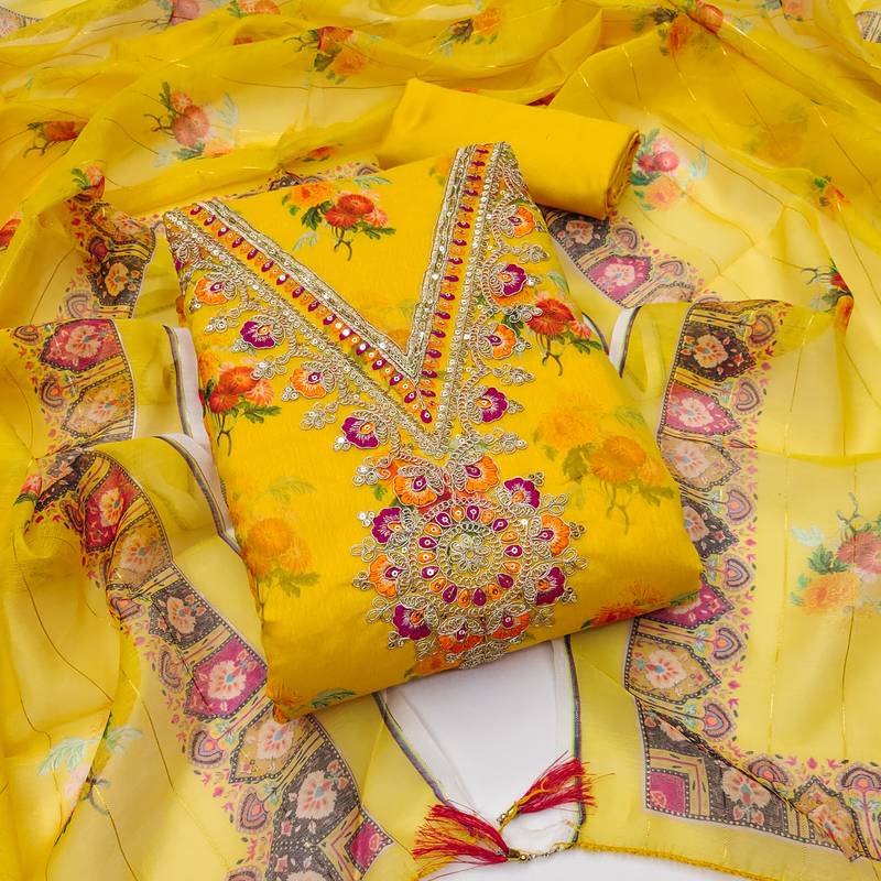 Women's embroidery digital print modal dress material