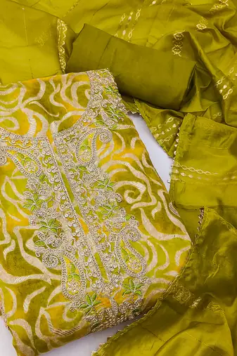 Women's embroidery digital print silk dress material