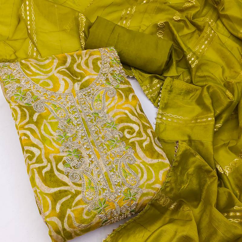 Women's embroidery digital print silk dress material