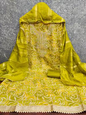  embroidery digital print silk dress material 2