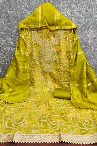 embroidery digital print silk dress material